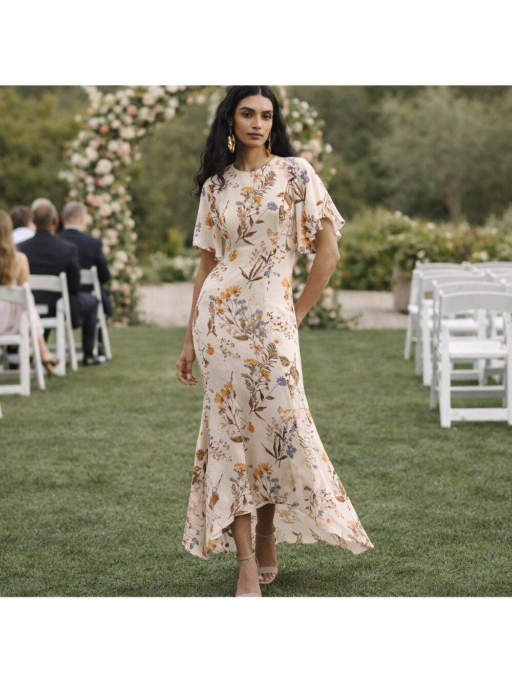 Reformation Carletta Dress Frolic Women Maxi Long Floral Flowy Short Sleeve 8